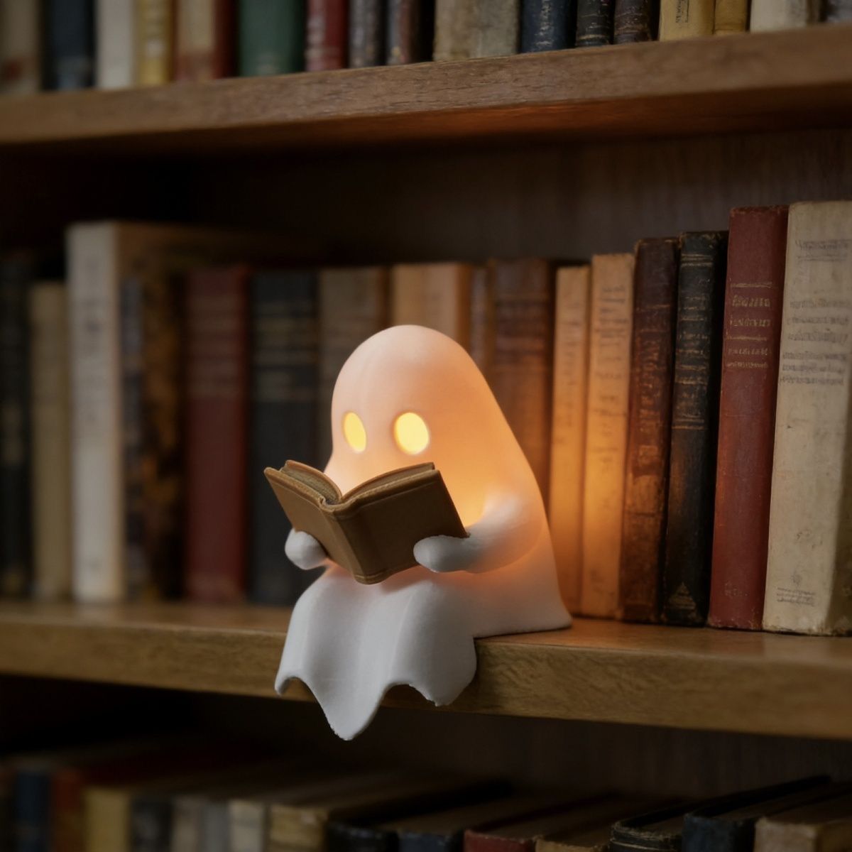 Desk Setup Lamp - Милый ночник в виде читающего призрака,