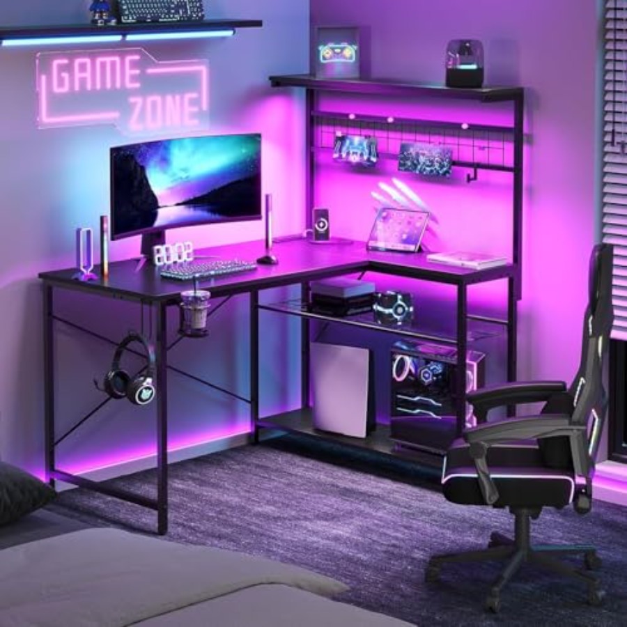 Desk Setup L Shaped - Игровой стол 42 L с розетками