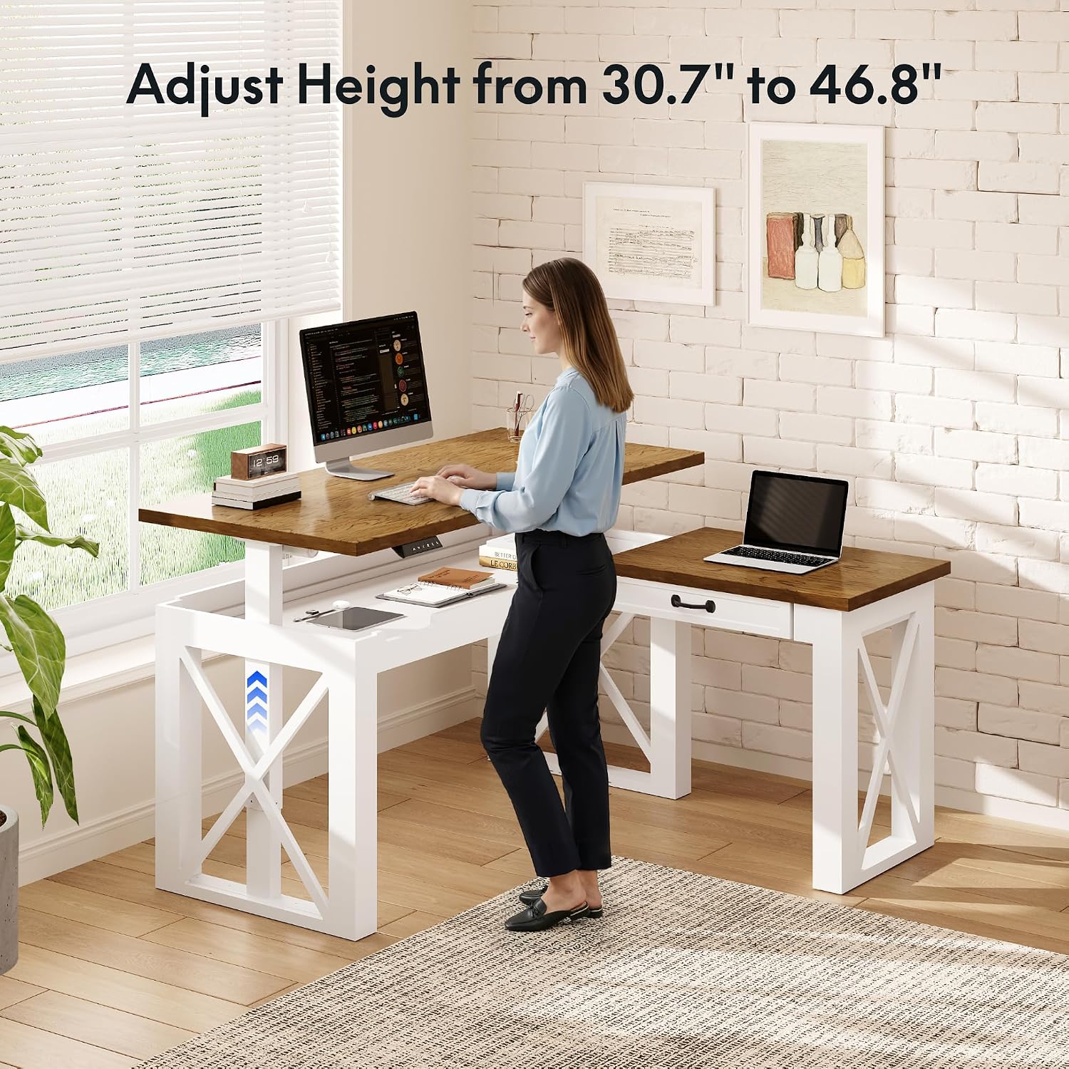 Г-образный стоячий стол с ящик – обзор и цена Desk Setup L Shaped