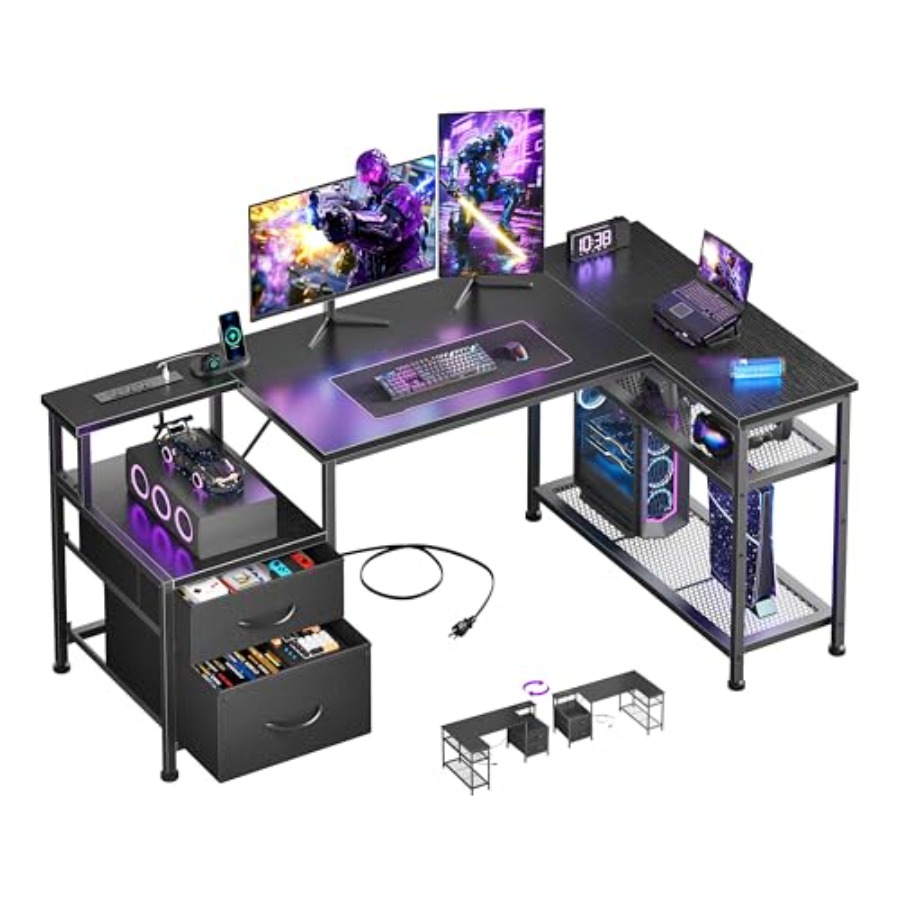 49-дюймовый угловой игровой ст – обзор и цена Desk Setup L Shaped