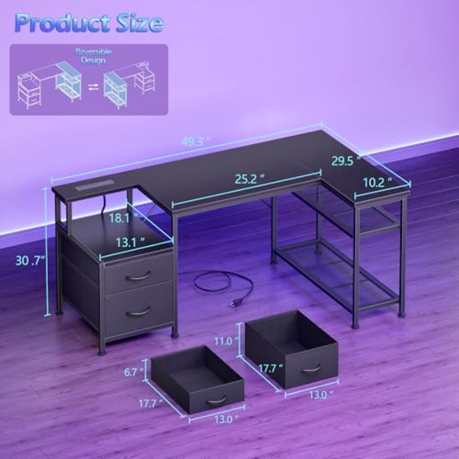 49-дюймовый угловой игровой ст – обзор и цена Desk Setup L Shaped